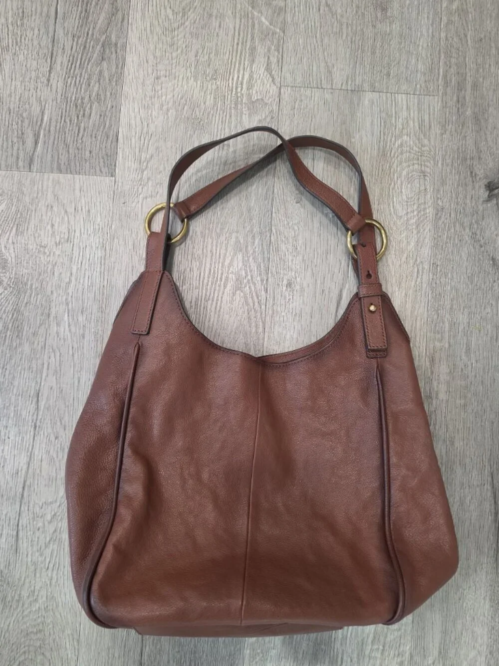 Frye Madison Cognac Leather Shoulder Hobo Bag Magnetic Closure Gold Hardware